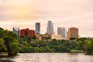 river overlooking the city buildings